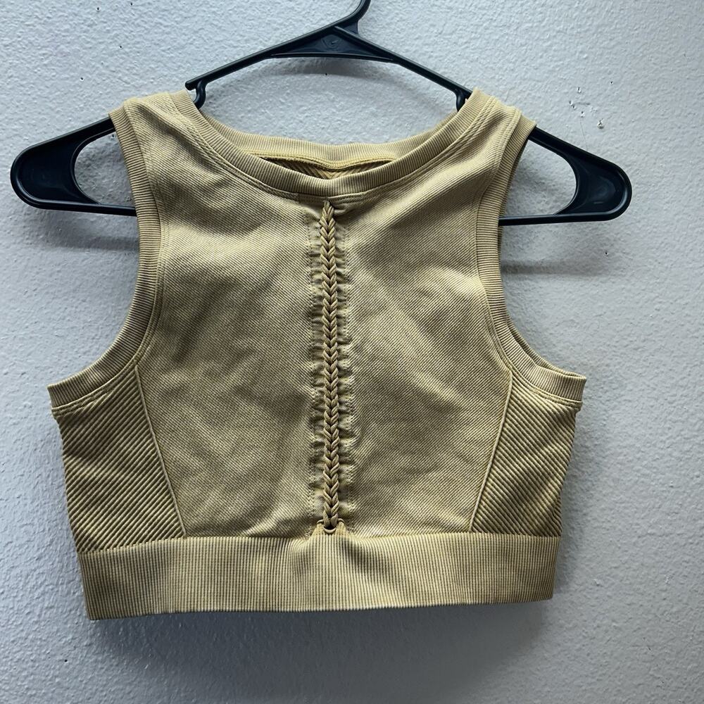 Offline‎ By Aerie Tan Cropped Top Size Medium Sports bra Beachy Athletic Gym